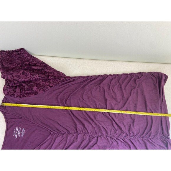 Torrid Super Soft Knit Top Women's 3X Wine Purple Lace Bishop Sleeves Stretchy - Picture 9 of 12